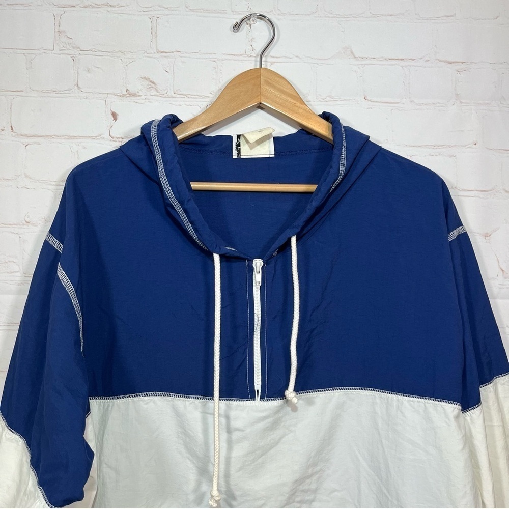 Vintage LA Movers Jacket Womens Small Blue White Striped 1/4 Zip Pullover - Picture 2 of 13